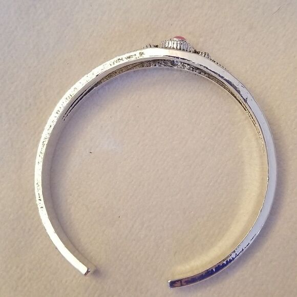 Bangle bracelet pink gemstone silver - Picture 5 of 9